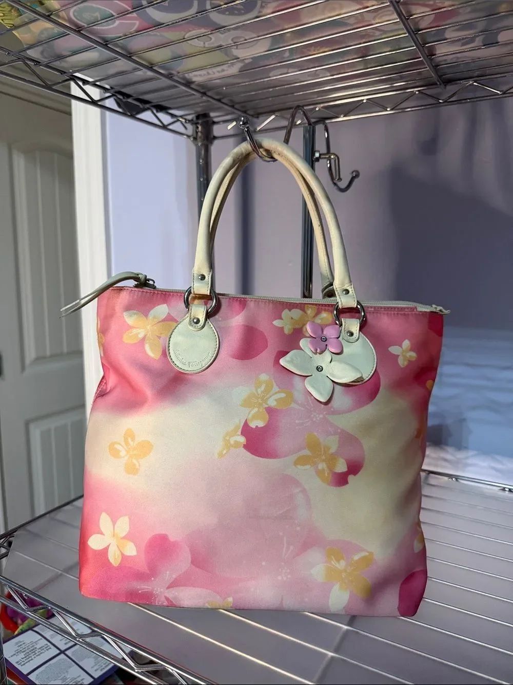 Salvatore Ferragamo Floral Pink Tote Bag with Silver Hardware Limited Edition